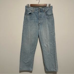 Levis Premium Ribcage Straight Ankle Light Wash Button Fly Jeans 30 X 27